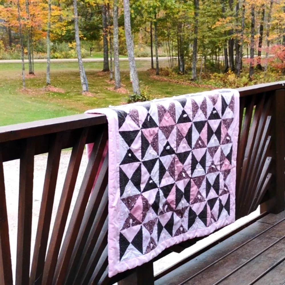 💕BABY QUILT HANDMADE PINK CRIB QUILT 47